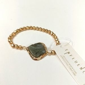 Rhia Fashion Natural Green Stone Prayer Bracelet NWT